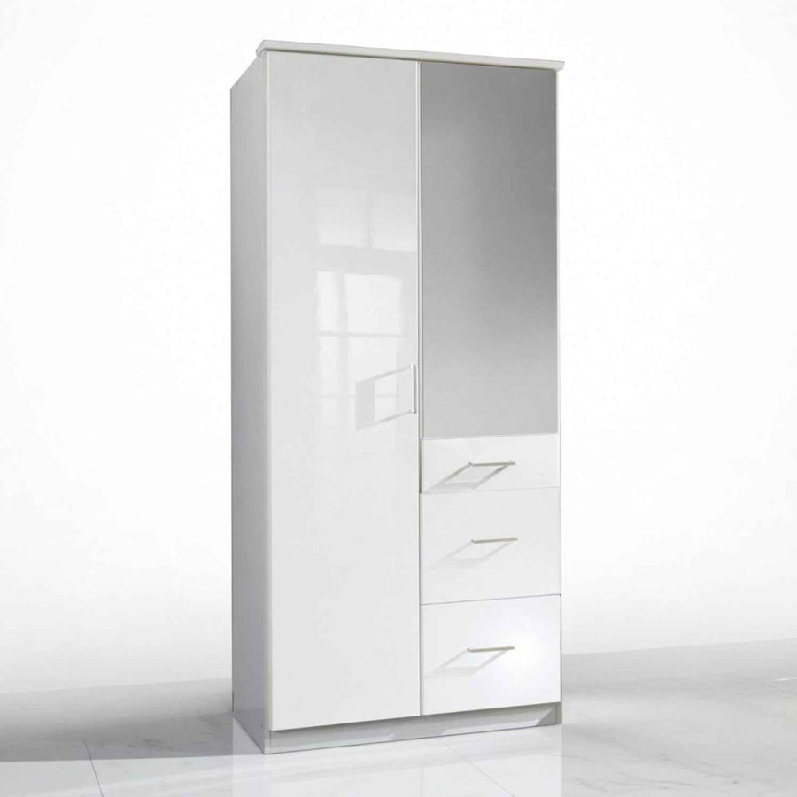 Camden White Gloss 2 Door Mirrored Wardrobe
