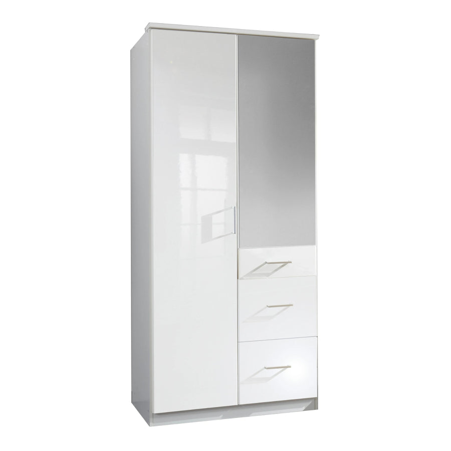 Camden White Gloss 2 Door Mirrored Wardrobe - image 4