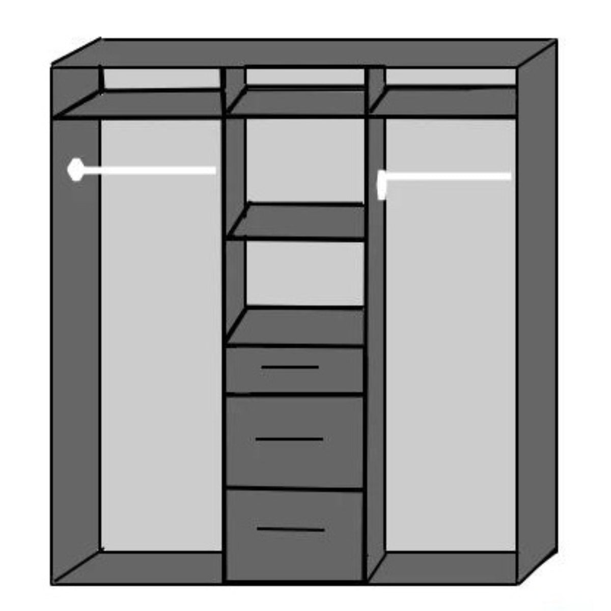 Camden White Gloss 3 Door Mirrored Wardrobe - image 4