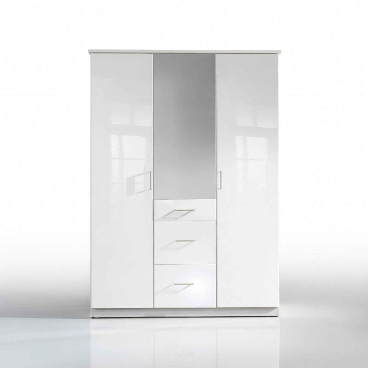 Camden White Gloss 3 Door Mirrored Wardrobe