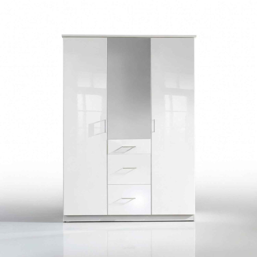 Camden White Gloss 3 Door Mirrored Wardrobe