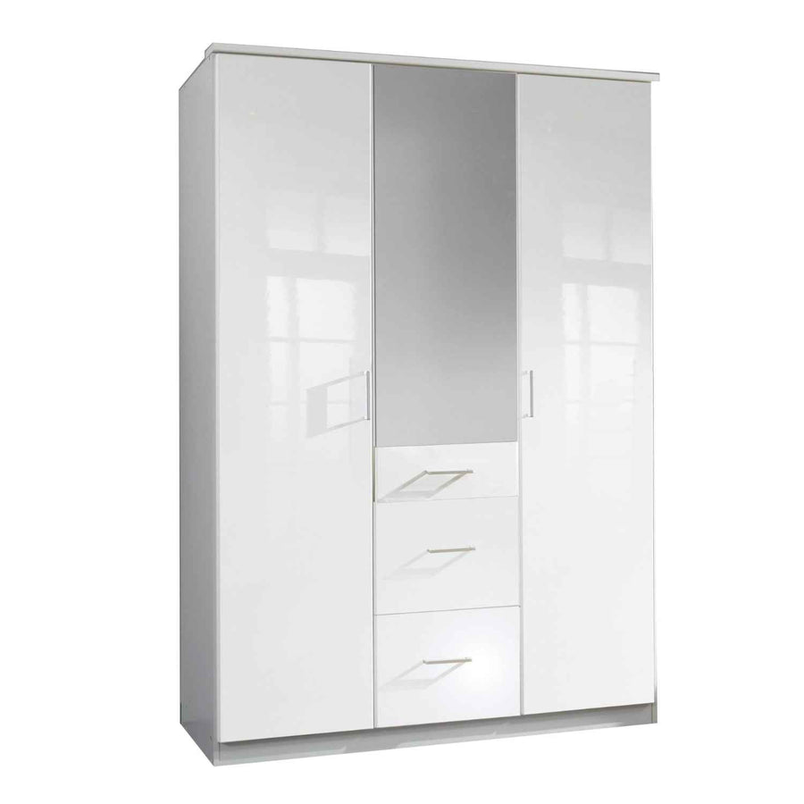Camden White Gloss 3 Door Mirrored Wardrobe