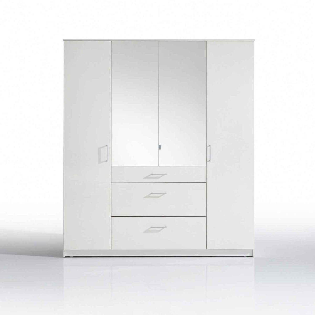 Camden White Gloss 4 Door Mirrored Wardrobe