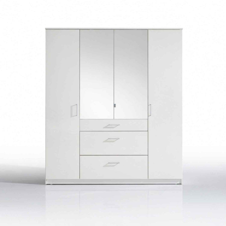 Camden White Gloss 4 Door Mirrored Wardrobe