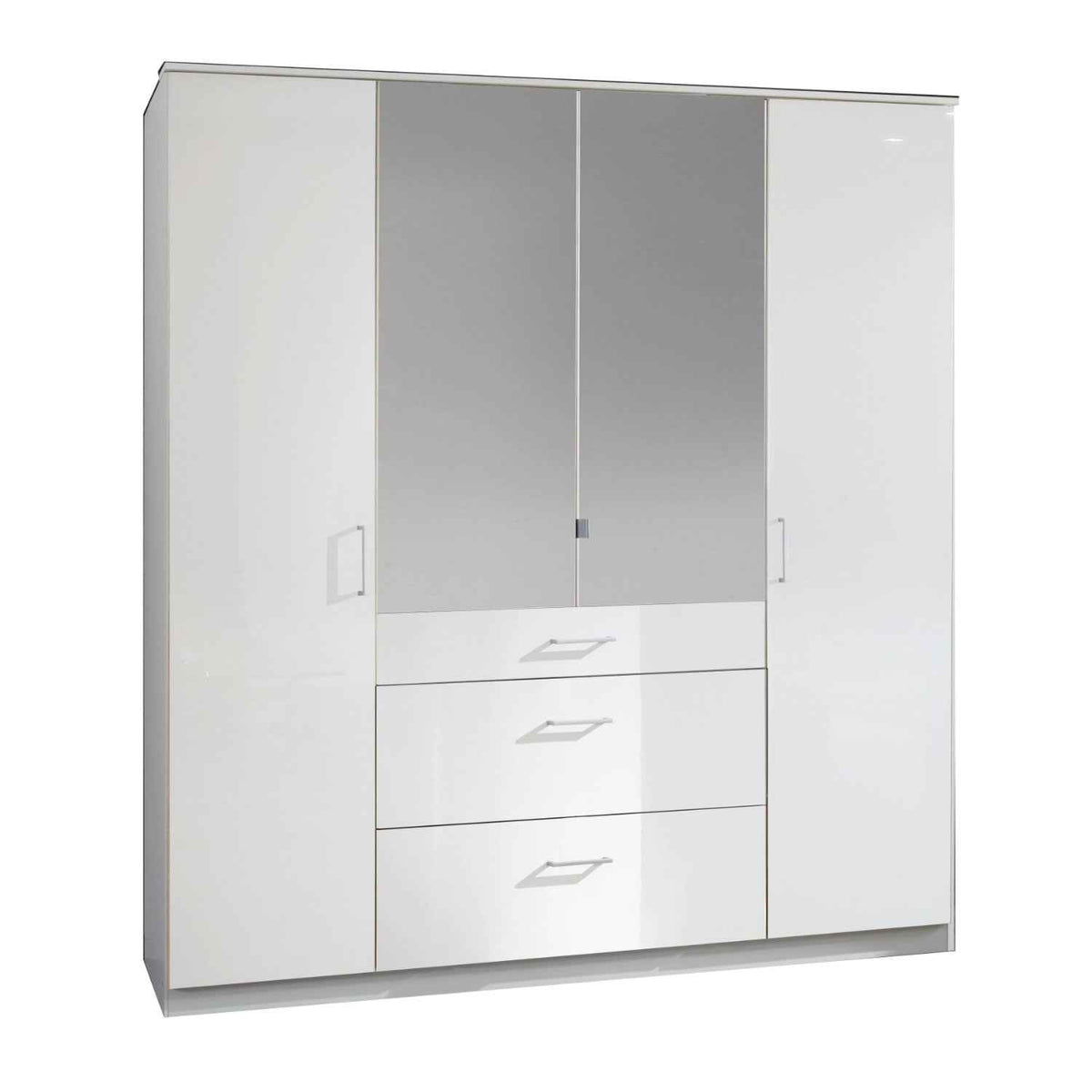 Camden White Gloss 4 Door Mirrored Wardrobe