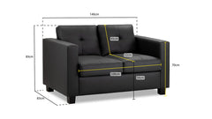 Jerry Sofa Black 2 Seater