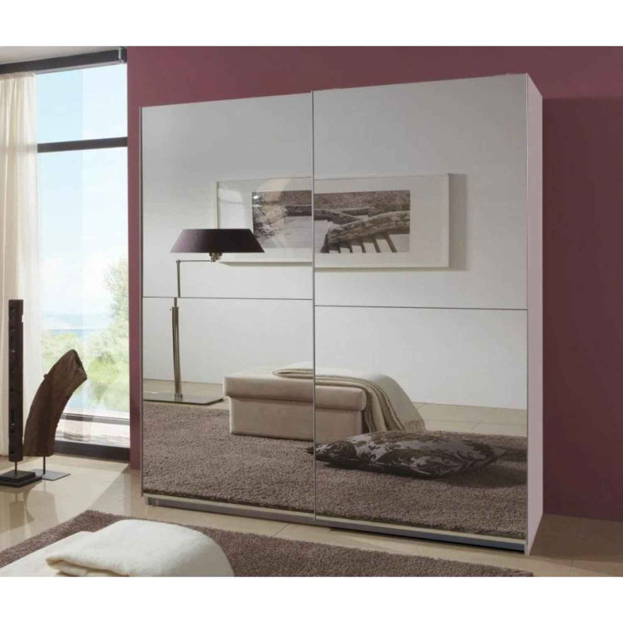 Kingsbury 135cm Sliding Wardrobe Full Mirror White