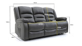 Alva Electric Recliner Sofa Grey 3 Seater