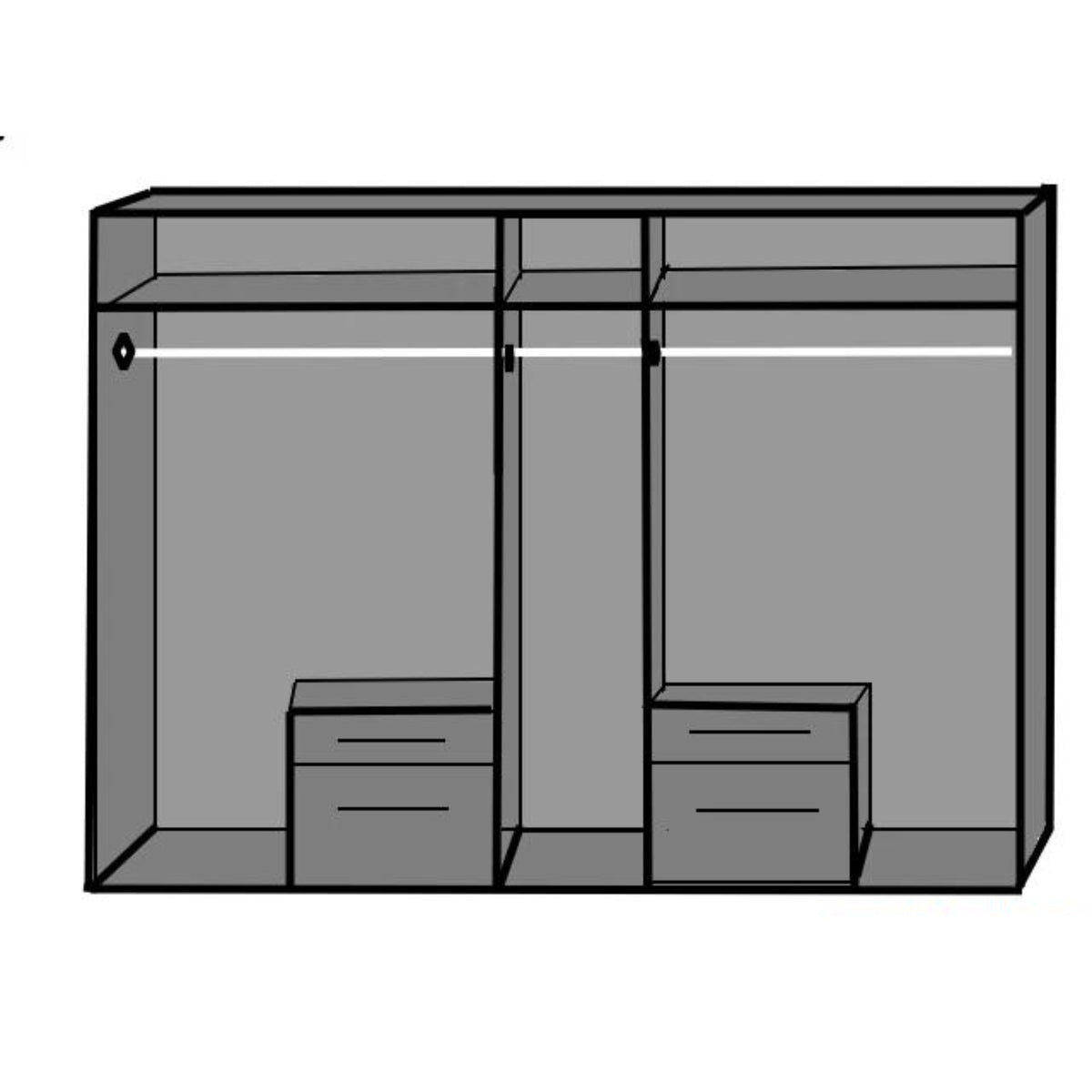 Farnham 5 Door 1 Mirror 4 Drawer Wardrobe White - image 4