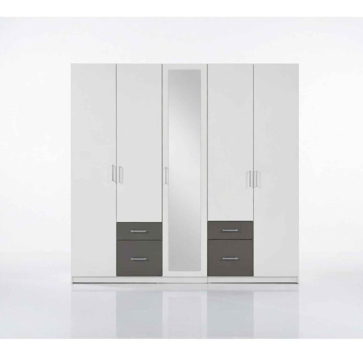 Fairford Graphite 5 Door Mirrored Wardrobe