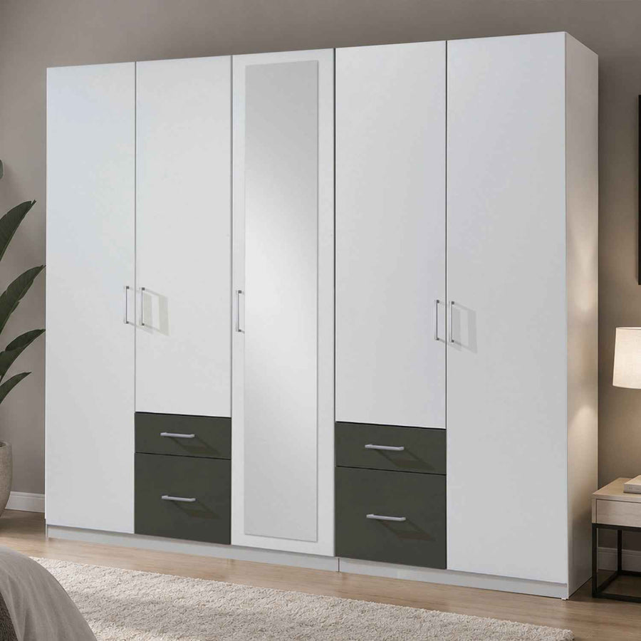Fairford Graphite 5 Door Mirrored Wardrobe
