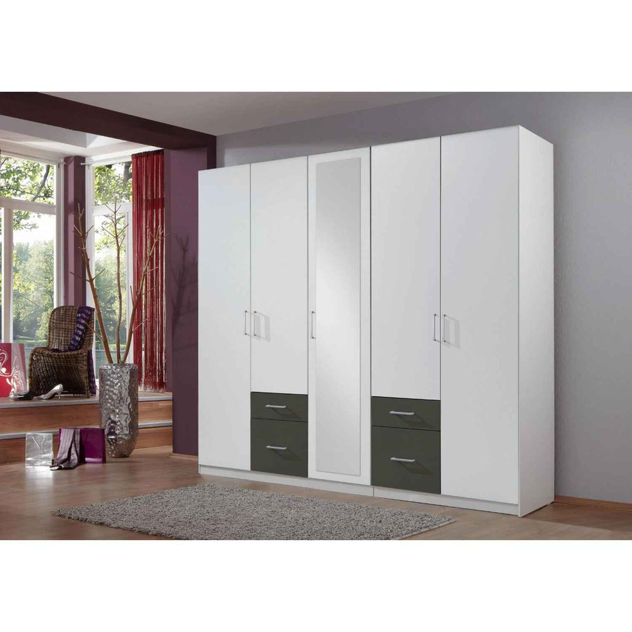 Fairford Graphite 5 Door Mirrored Wardrobe