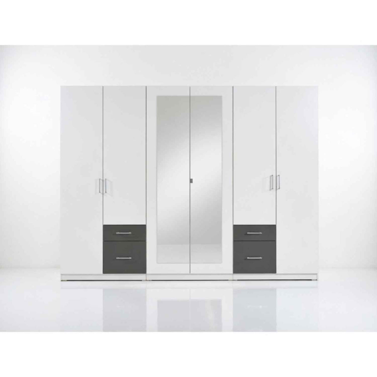 Fairford Graphite 6 Door Mirrored Wardrobe