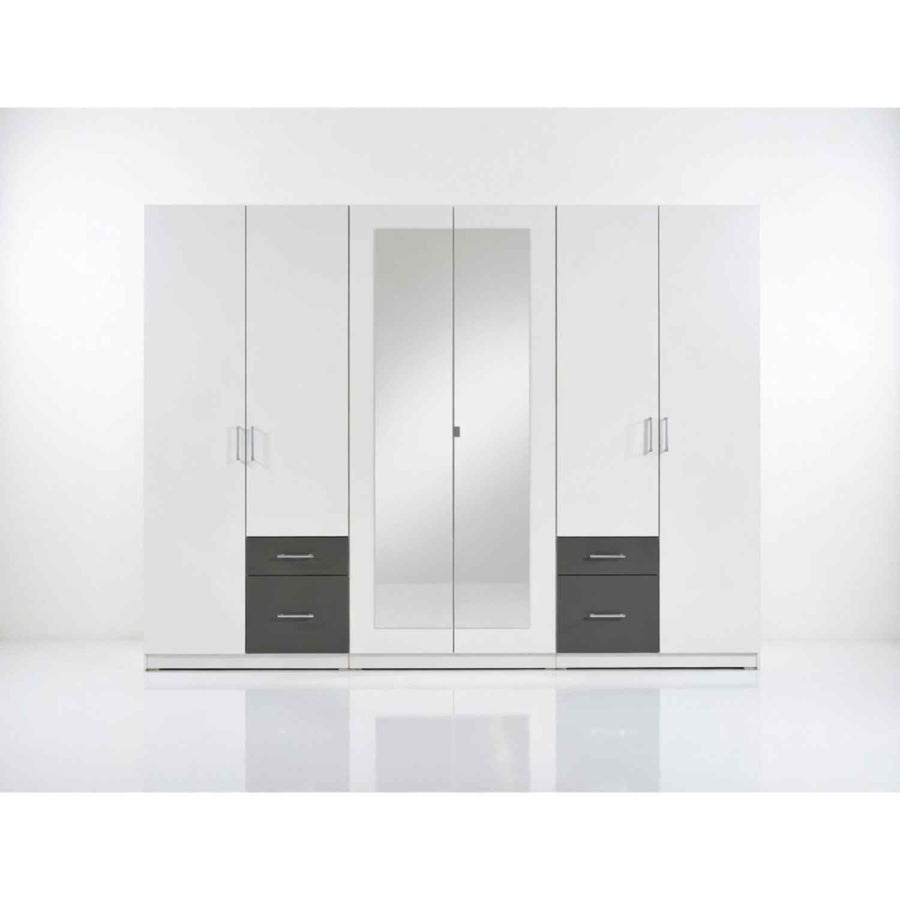Fairford Graphite 6 Door Mirrored Wardrobe