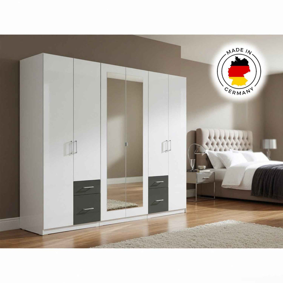 Fairford Graphite 6 Door Mirrored Wardrobe