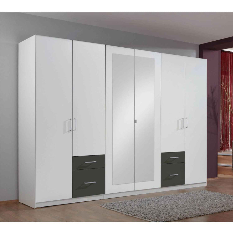 Fairford Graphite 6 Door Mirrored Wardrobe