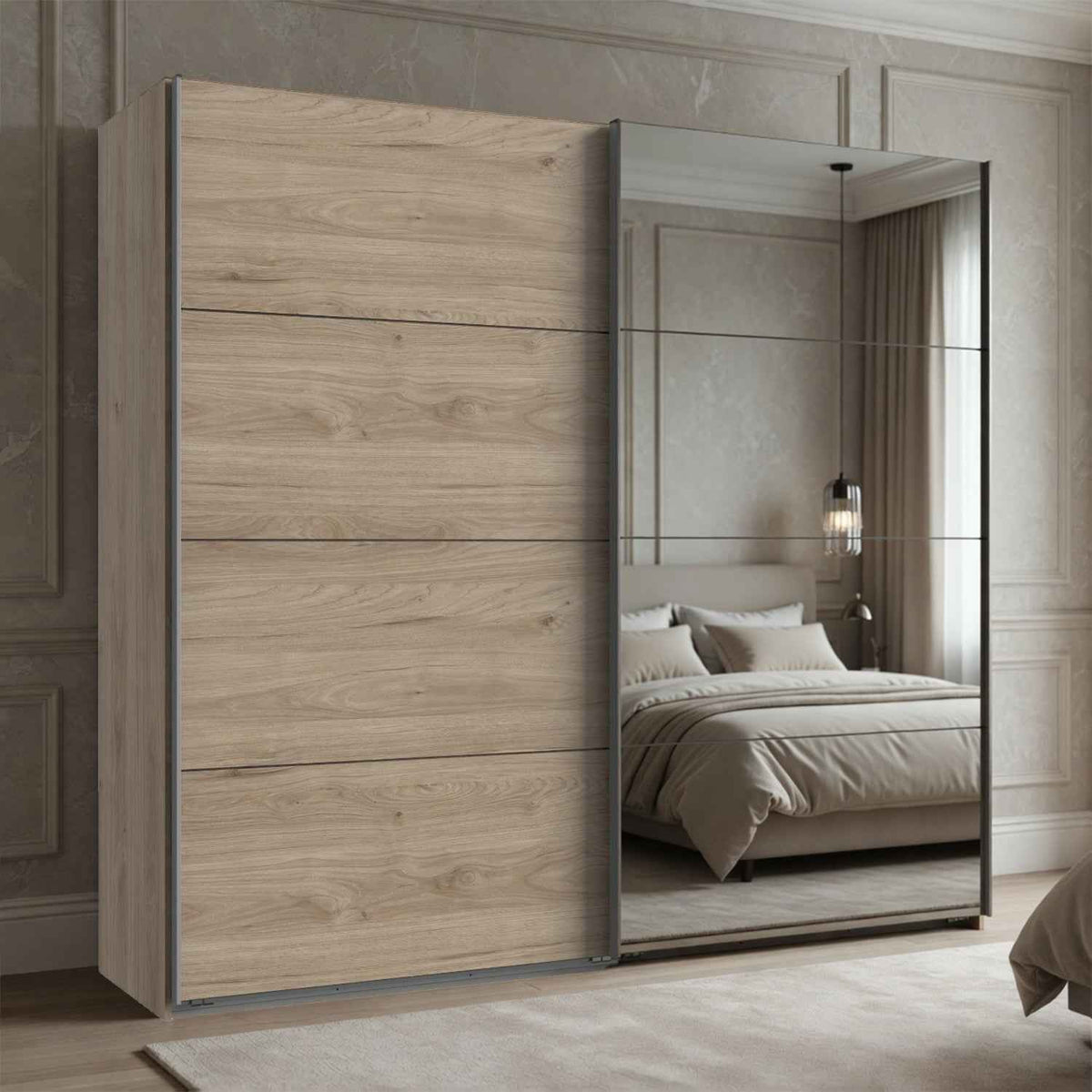Ascot Hickory Oak 225cm Sliding Wardrobe