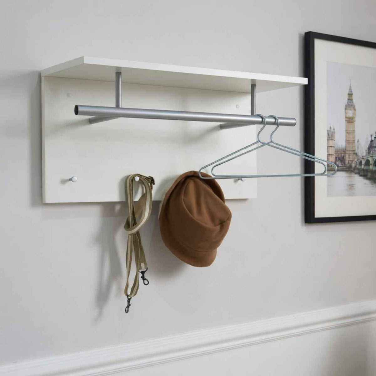 Sherborne Up High Gloss White Wall Mounted Coat Stand
