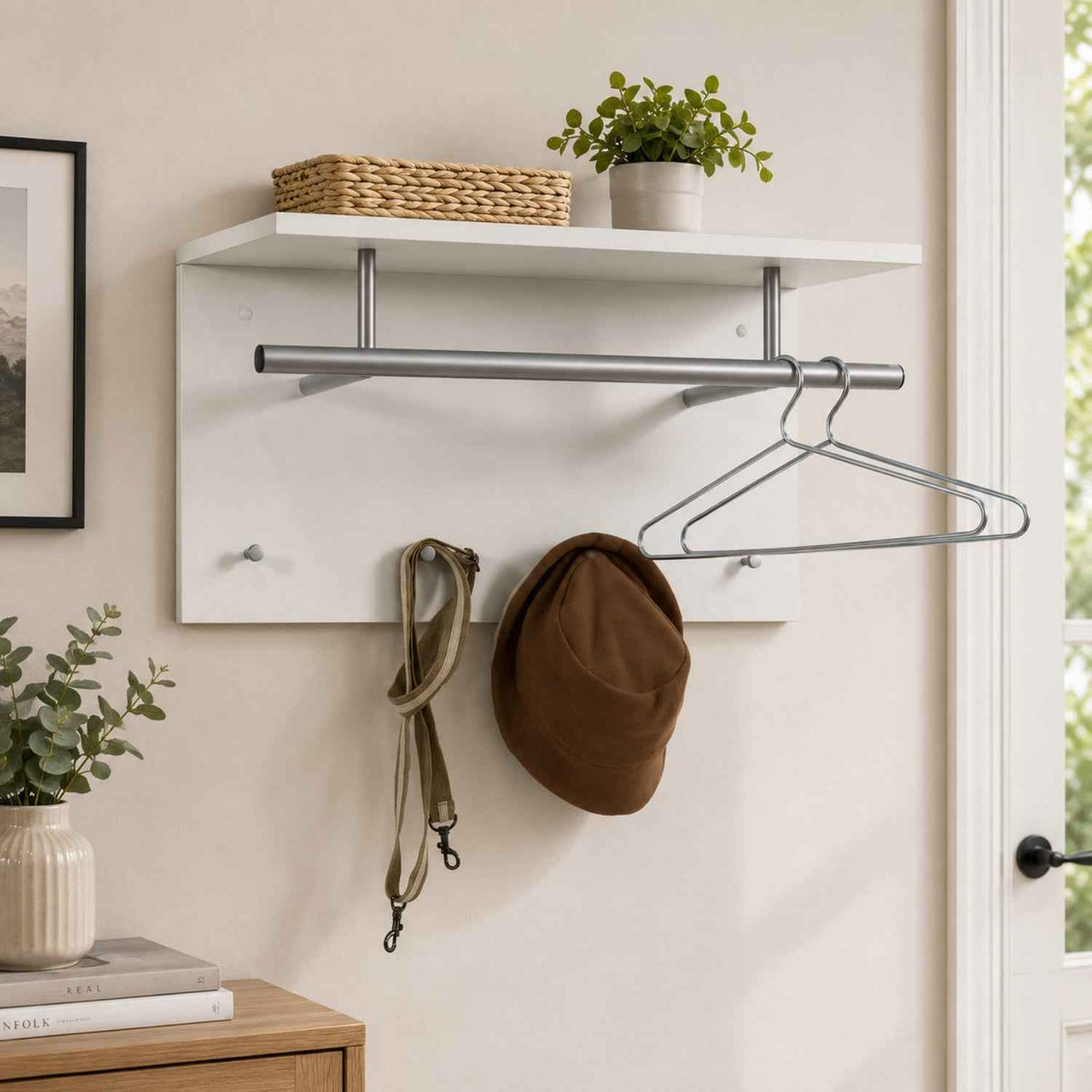 Sherborne Up High Gloss White Wall Mounted Coat Stand