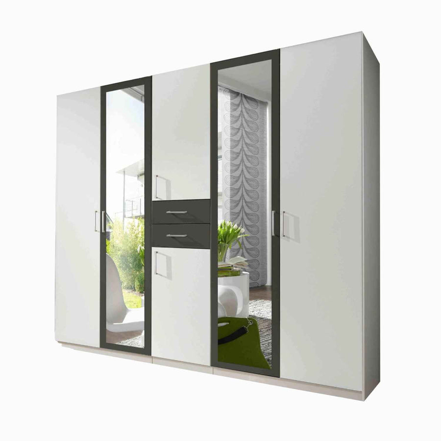 Greenwich White 5 Door Mirrored Wardrobe