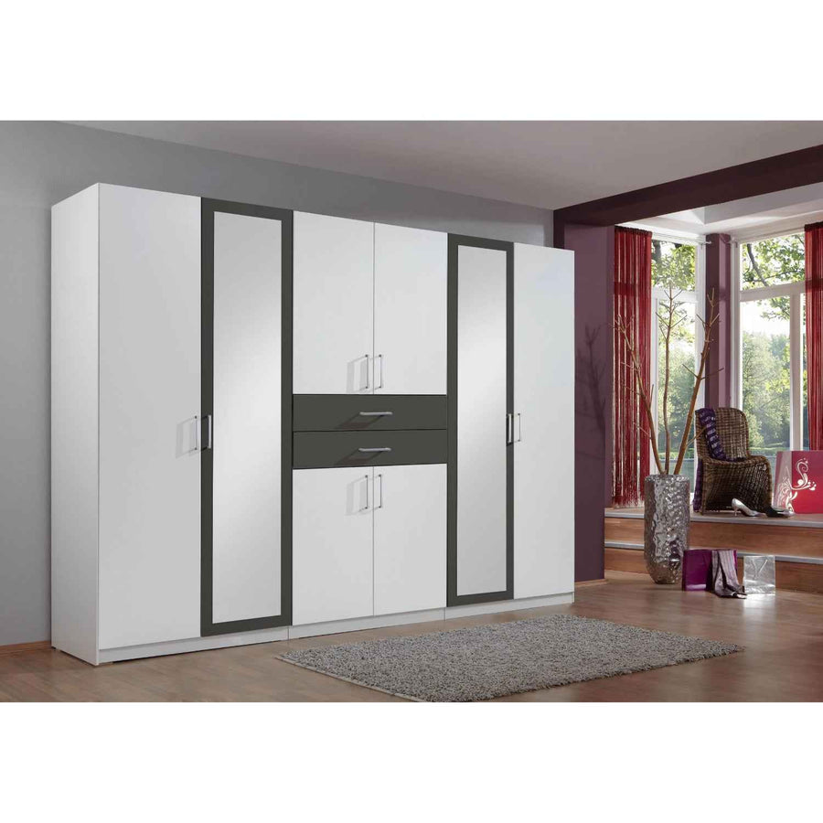 Greenwich White 6 Door Mirrored Wardrobe