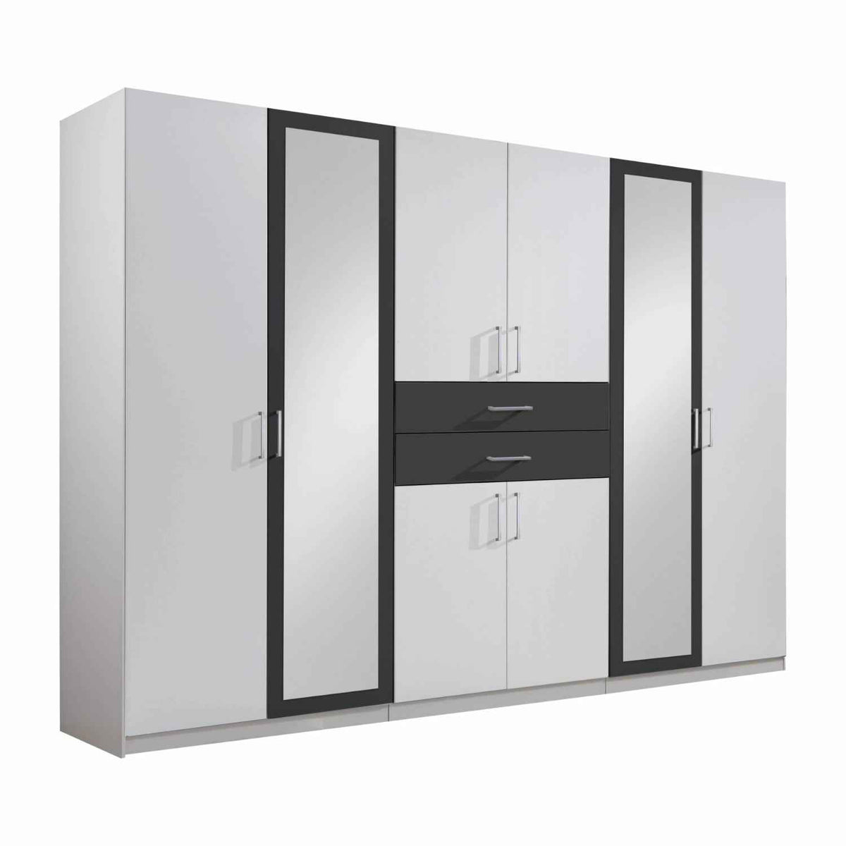 Greenwich White 6 Door Mirrored Wardrobe