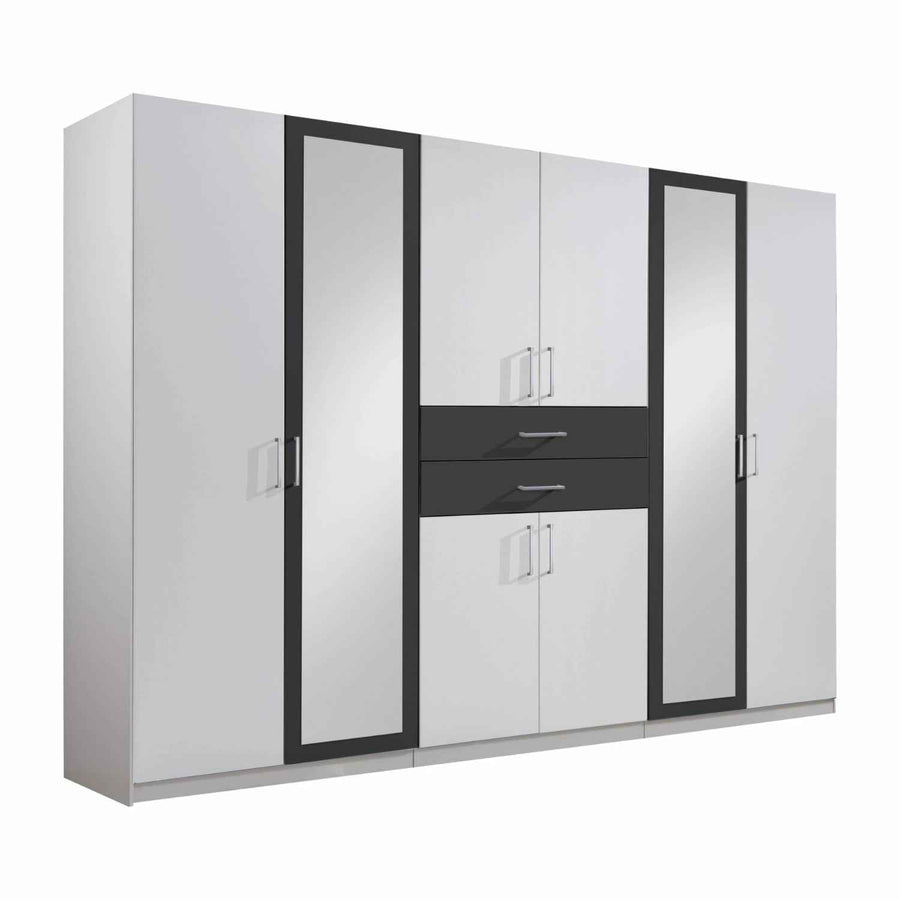 Greenwich White 6 Door Mirrored Wardrobe