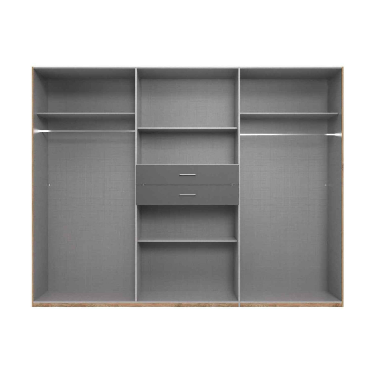 Greenwich Oak 6 Door Wardrobe with Mirrors and Drawers
