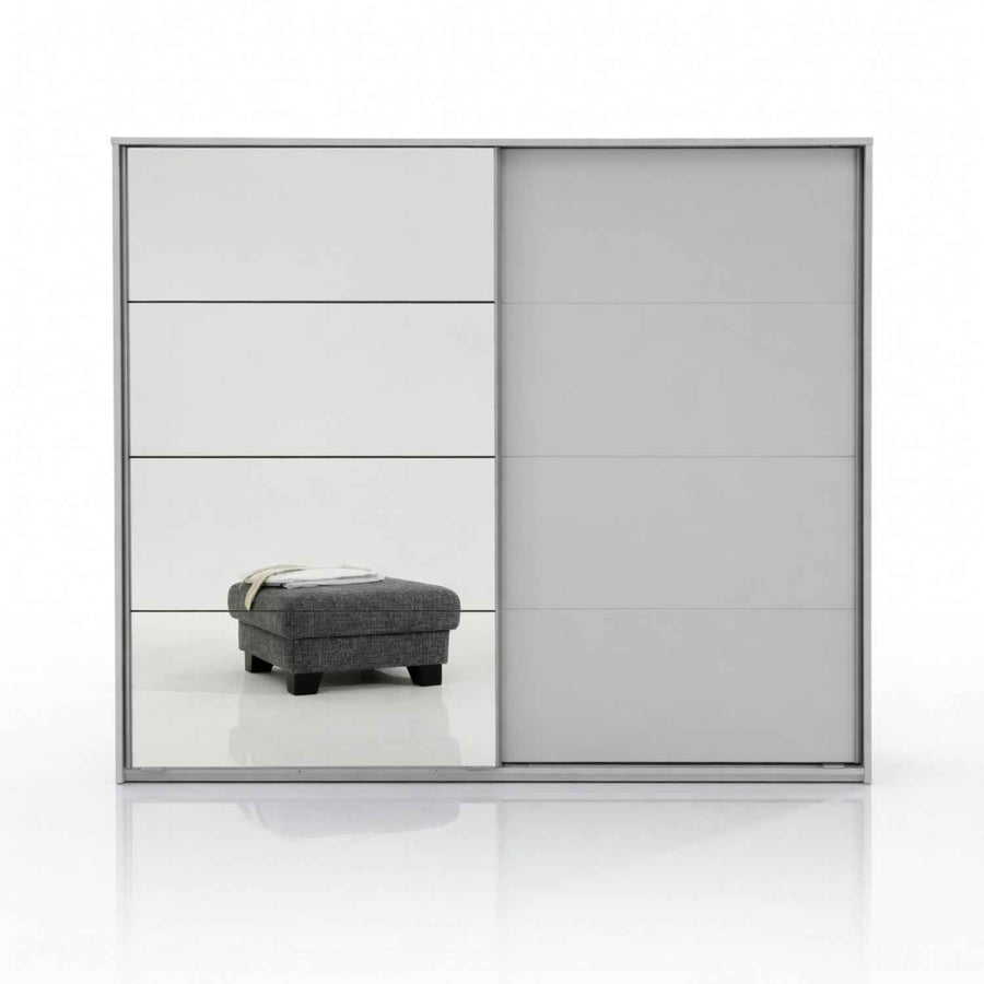 Ascot White 225cm 2 Door Sliding Wardrobe with Mirror