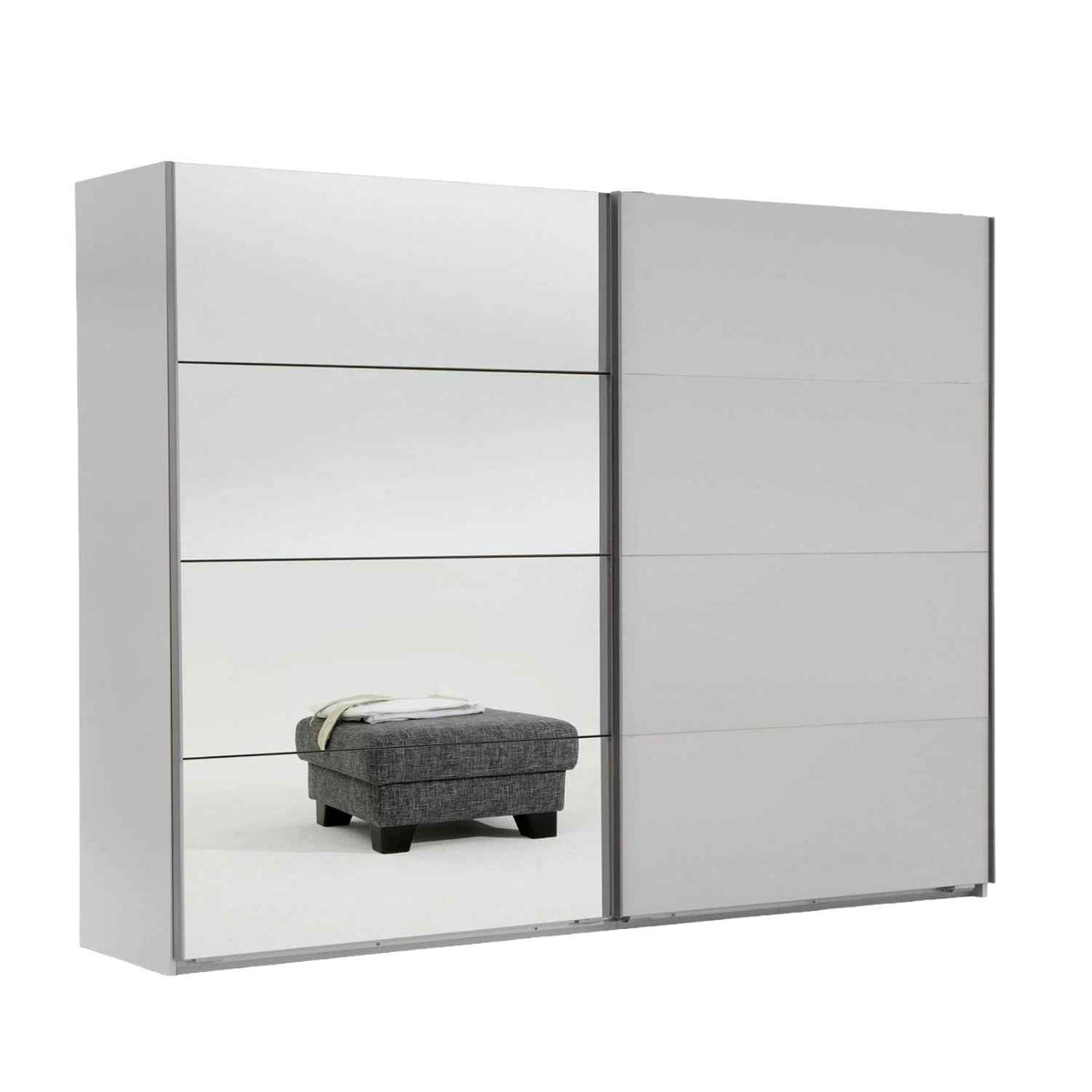 Ascot White 225cm 2 Door Sliding Wardrobe with Mirror