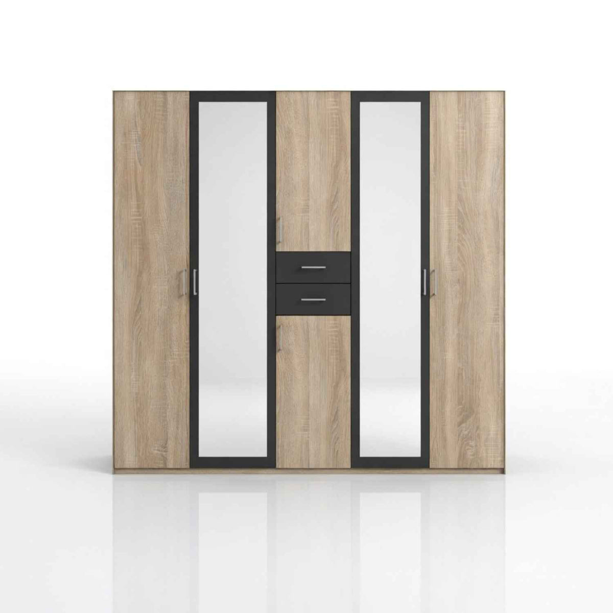 Greenwich Graphite 5 Door Mirrored Wardrobe