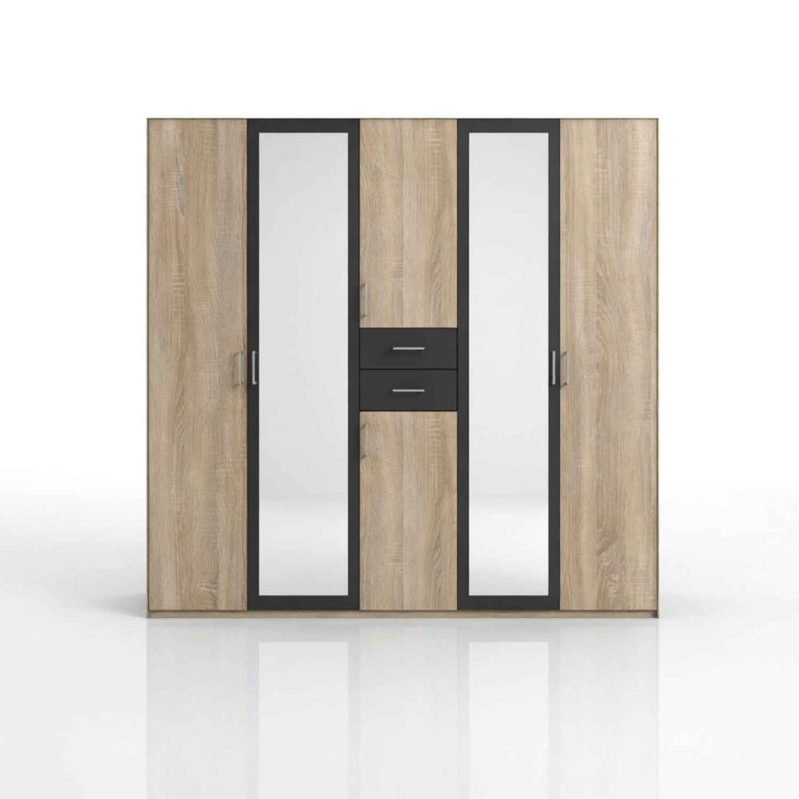 Greenwich Graphite 5 Door Mirrored Wardrobe