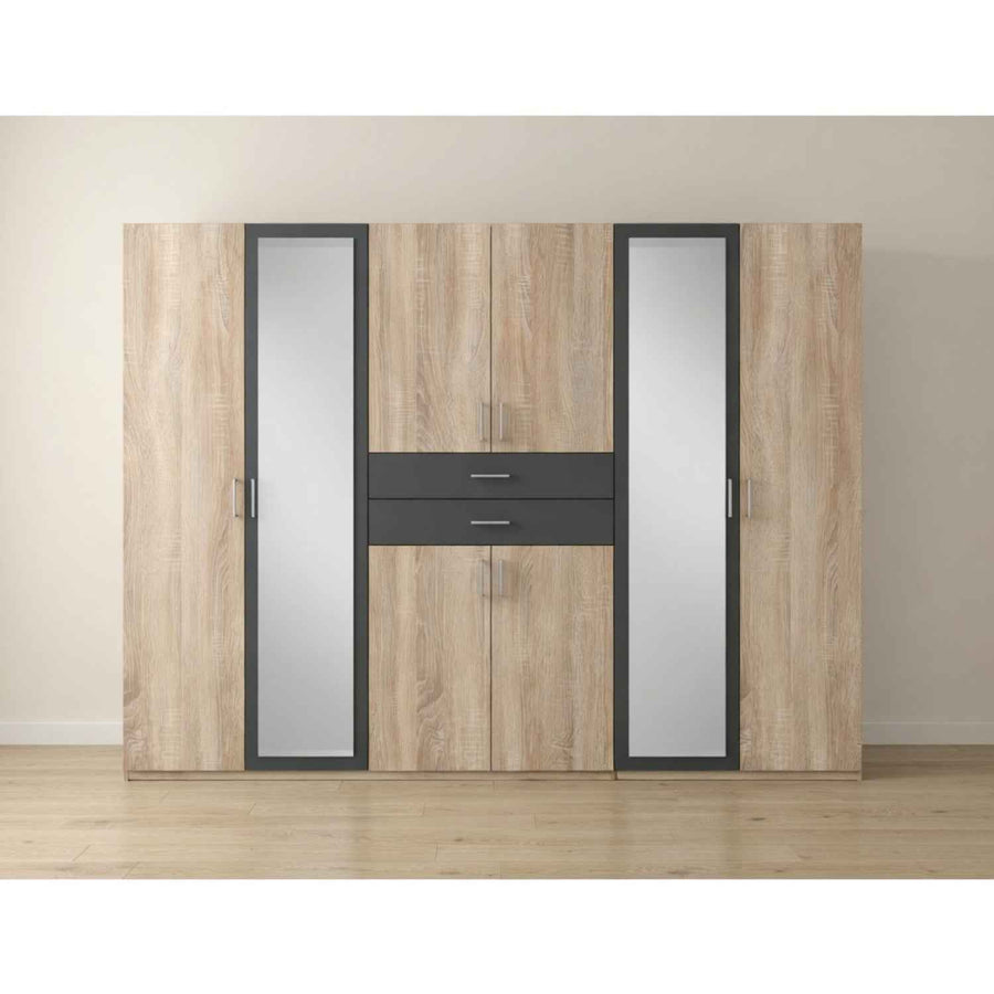 Greenwich Graphite 6 Door Mirrored Wardrobe