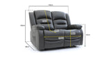 Alva Electric Recliner Sofa Grey 2 Seater