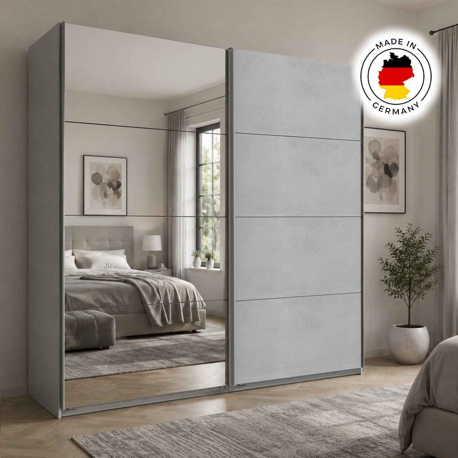 Ascot White and Light Grey 225cm 2 Door Sliding Wardrobe