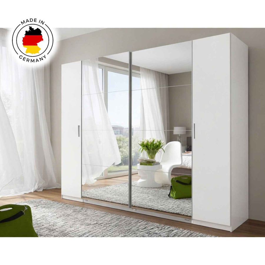 Lancaster White 4 Door Mirrored Sliding Wardrobe 272cm