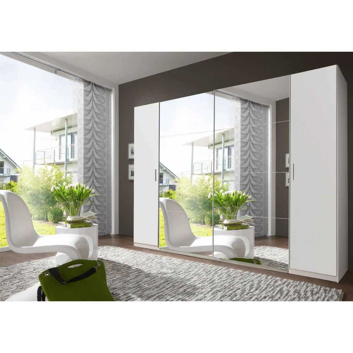 Lancaster White 4 Door Mirrored Sliding Wardrobe 272cm