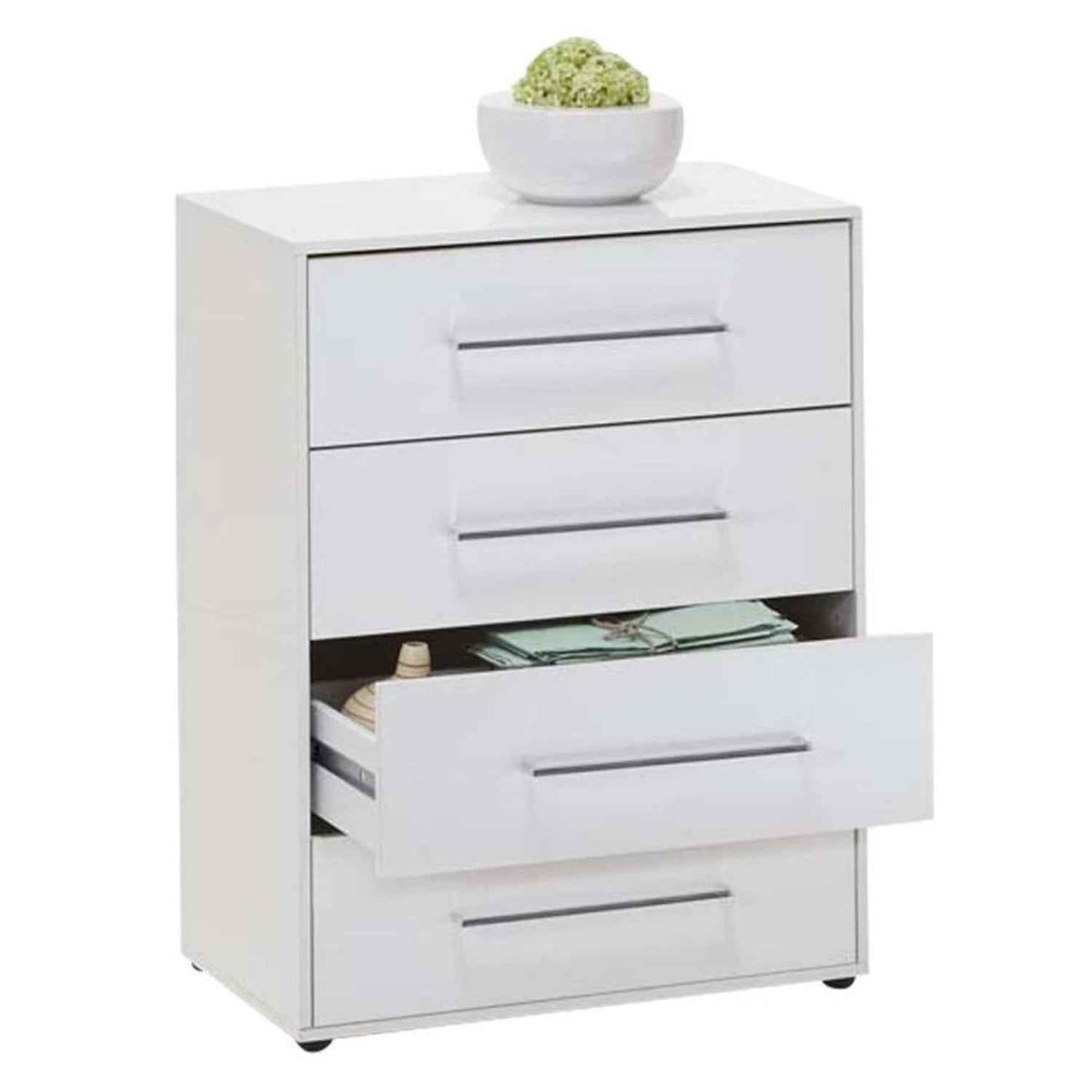 Jesmond White 4 Drawer Chest of Drawers for Bedroom Storage