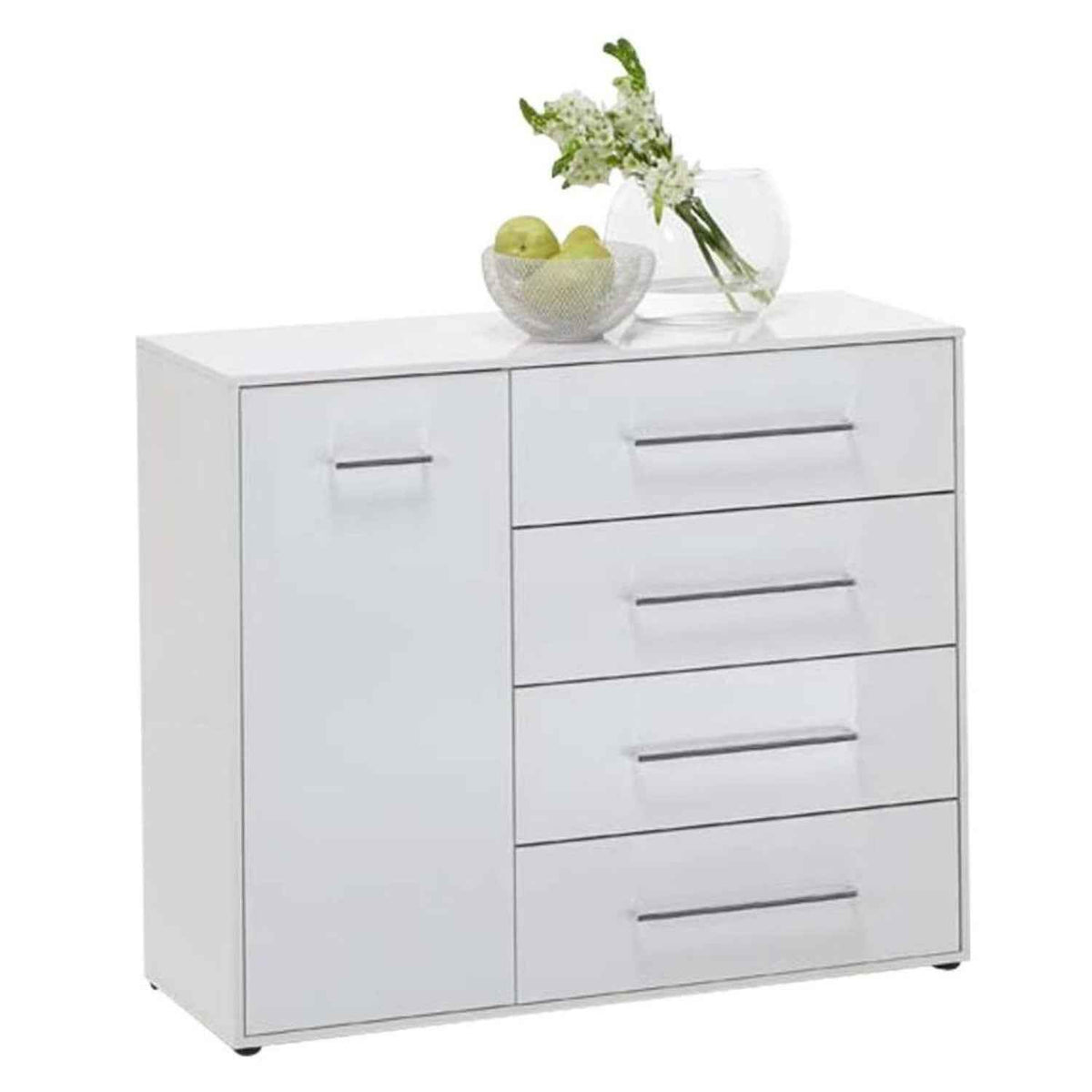 Jesmond Up Chest with 1 Door and 4 Drawers in White