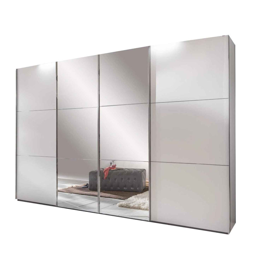 Epsom White 4 Door Sliding Wardrobe with Mirrors