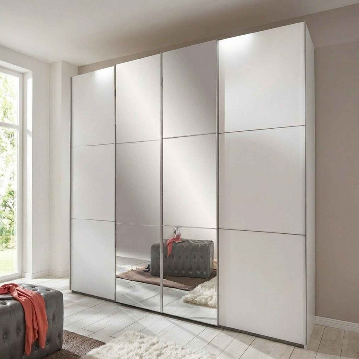 Epsom White 4 Door Sliding Wardrobe