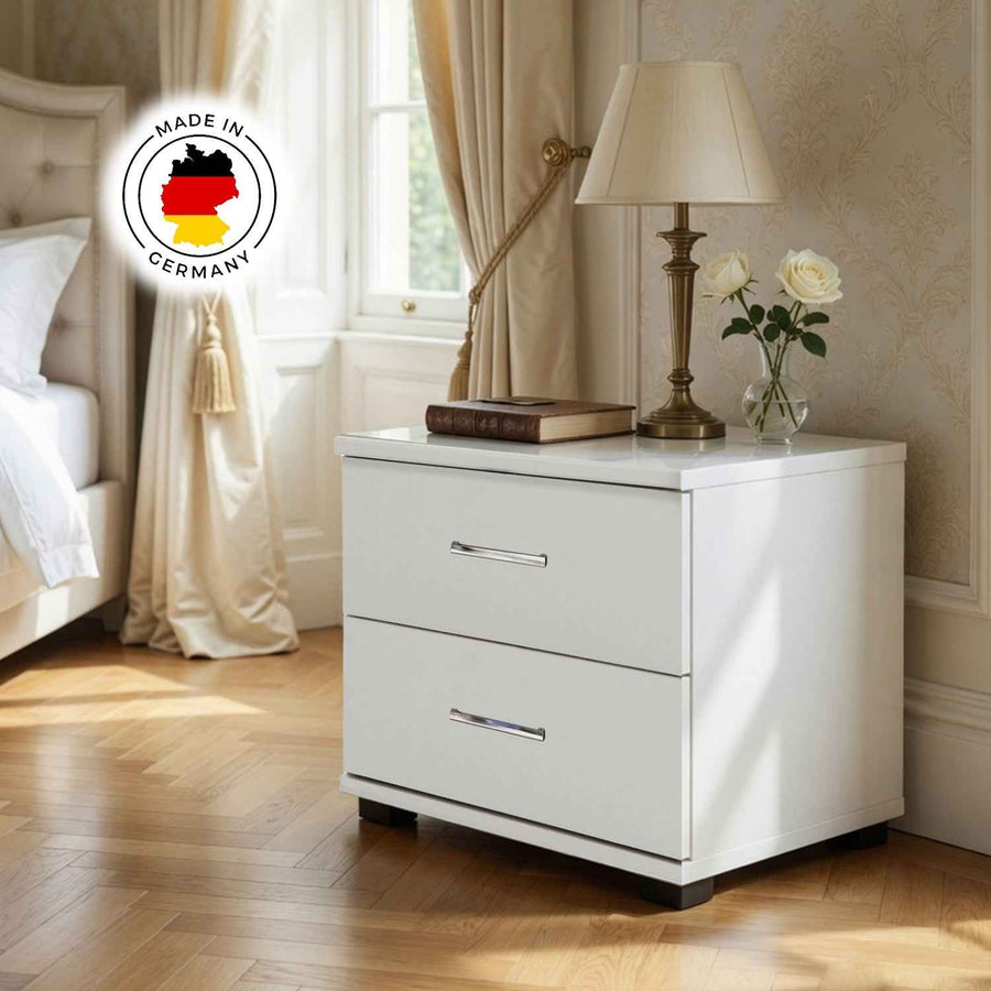 Dulwich 2 Drawer Bedside Chest White – 38cm Depth