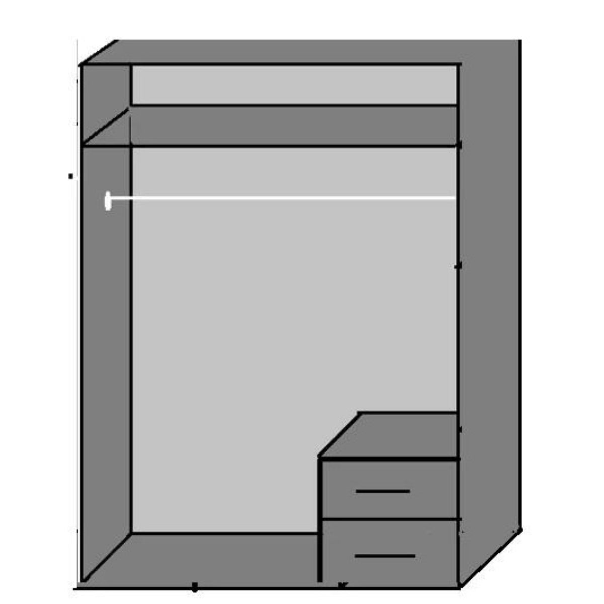 Hampton Grey 2 Door Wardrobe with Mirror and Drawers - image 4