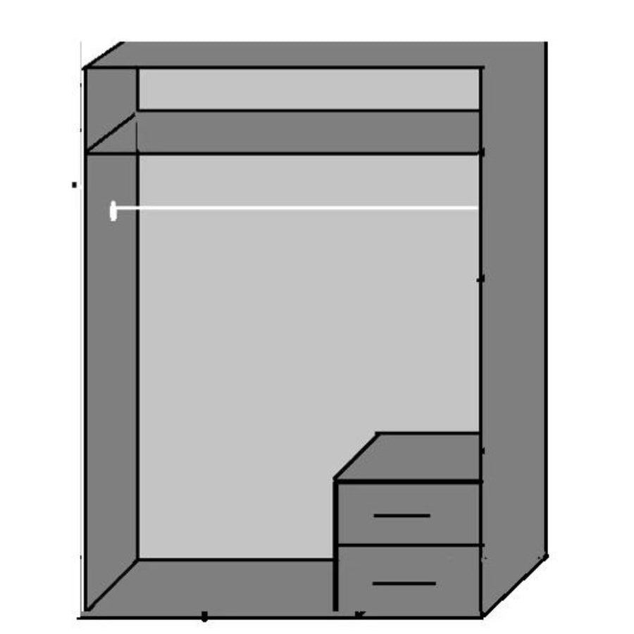 Hampton Grey 2 Door Wardrobe with Mirror and Drawers - image 4
