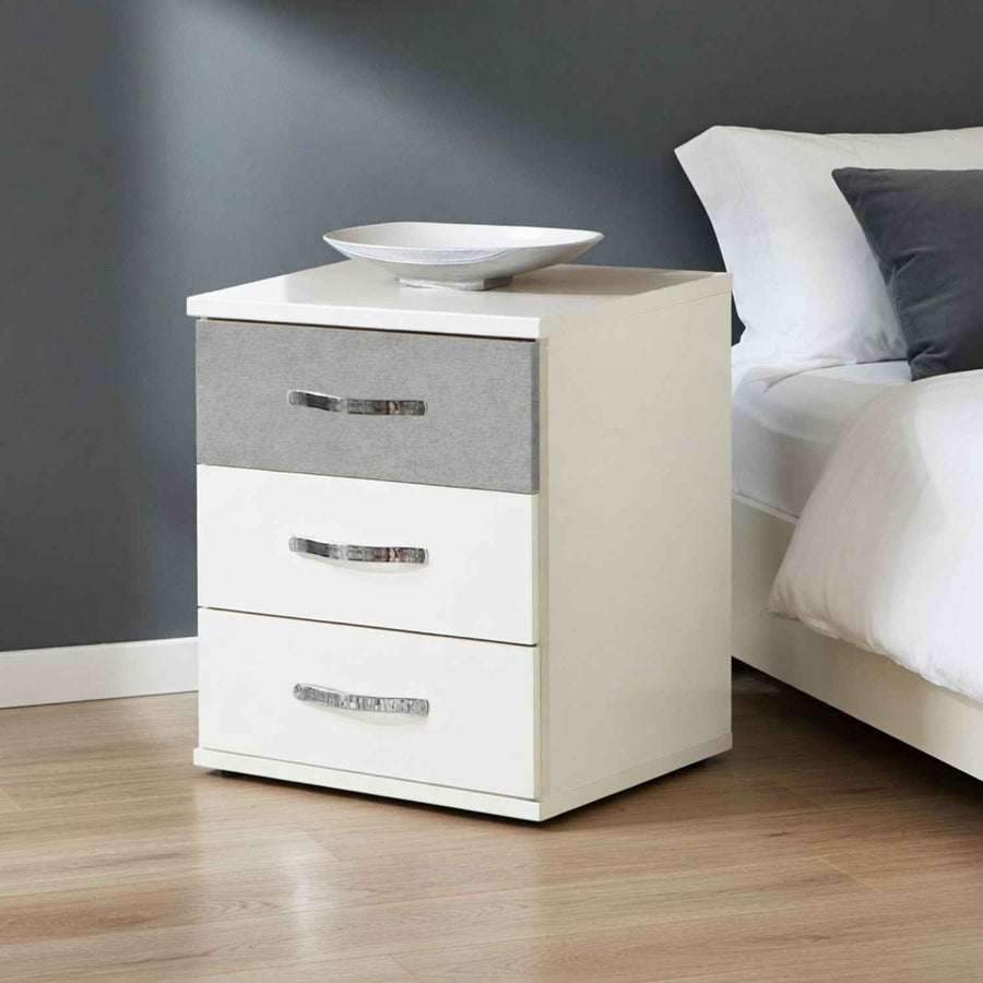 Hampton Grey 3 Drawer Bedside Cabinet
