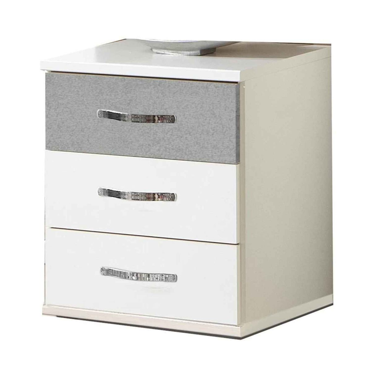 Hampton Grey 3 Drawer Bedside Cabinet