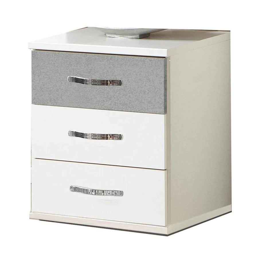 Hampton Grey 3 Drawer Bedside Cabinet