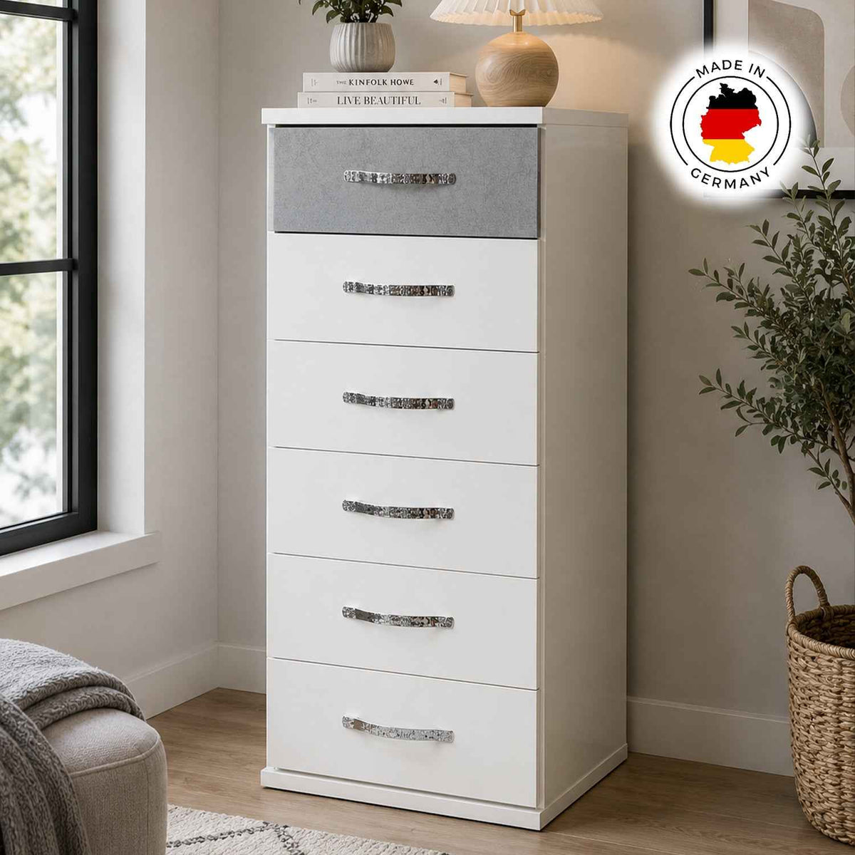 Hampton Grey Narrow Chest of Drawers
