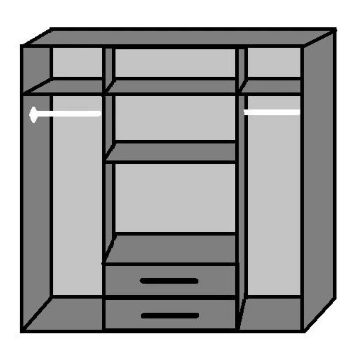 Hampton Grey 4 Door Wardrobe with Mirrors and Drawers - image 6