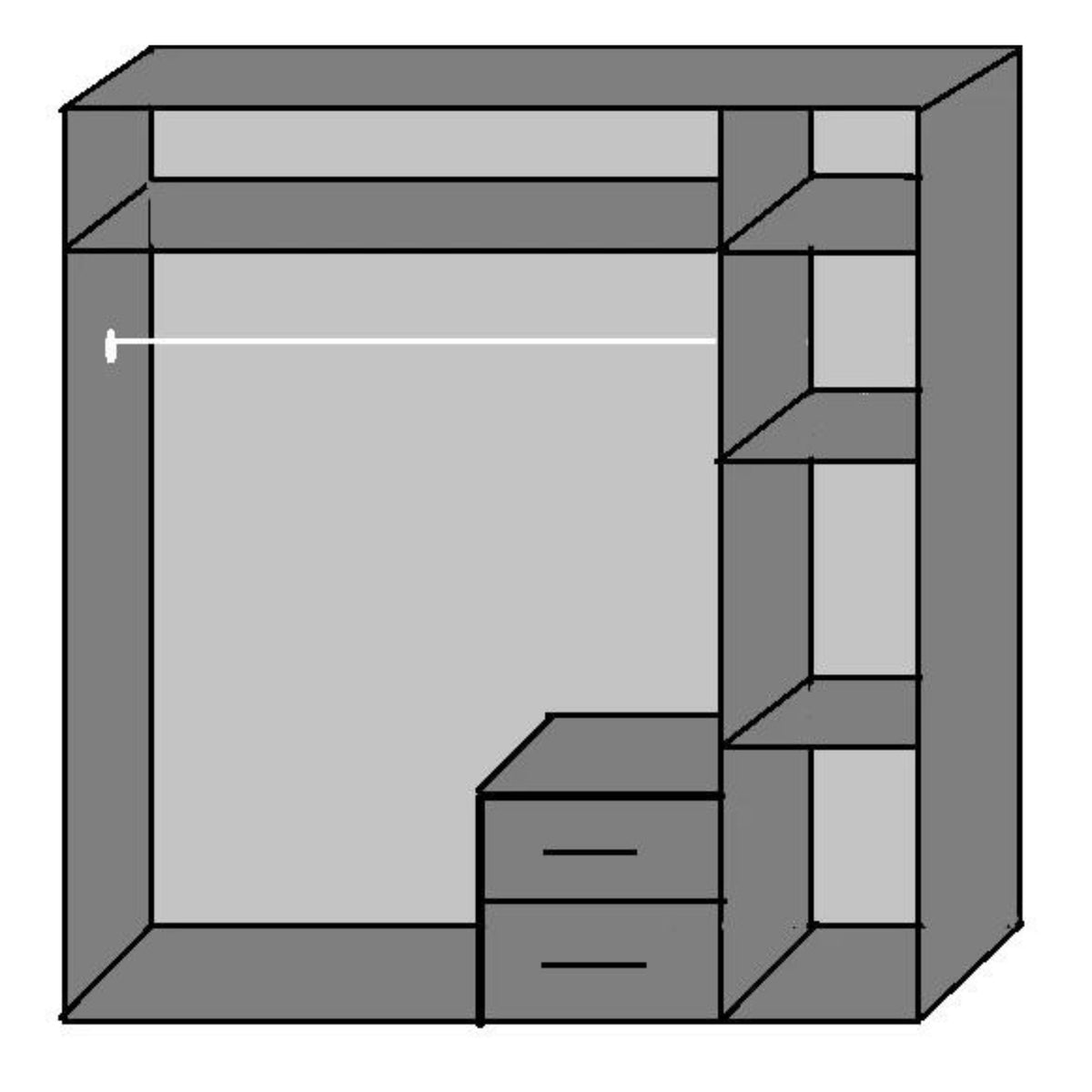 Hampton Grey 3 Door Wardrobe with Mirror and Drawers - image 4